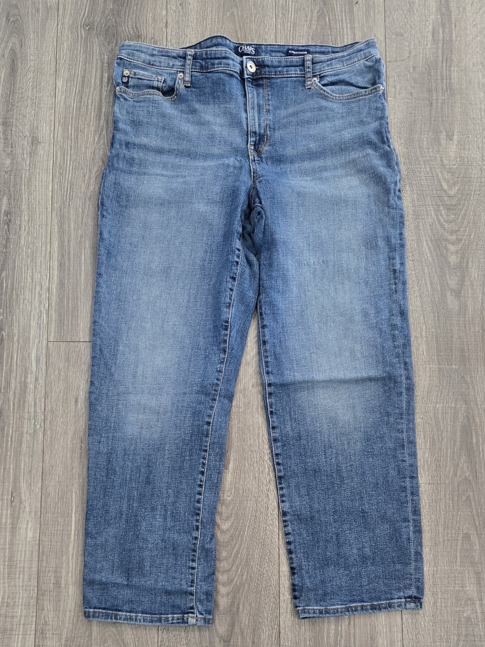 CHAPS Jeans Women’s 12/31 Slim Boyfriend Blue Denim Stretch Mid Rise. #358